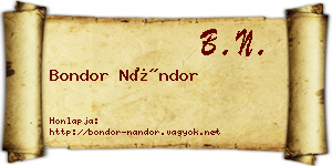 Bondor Nándor névjegykártya